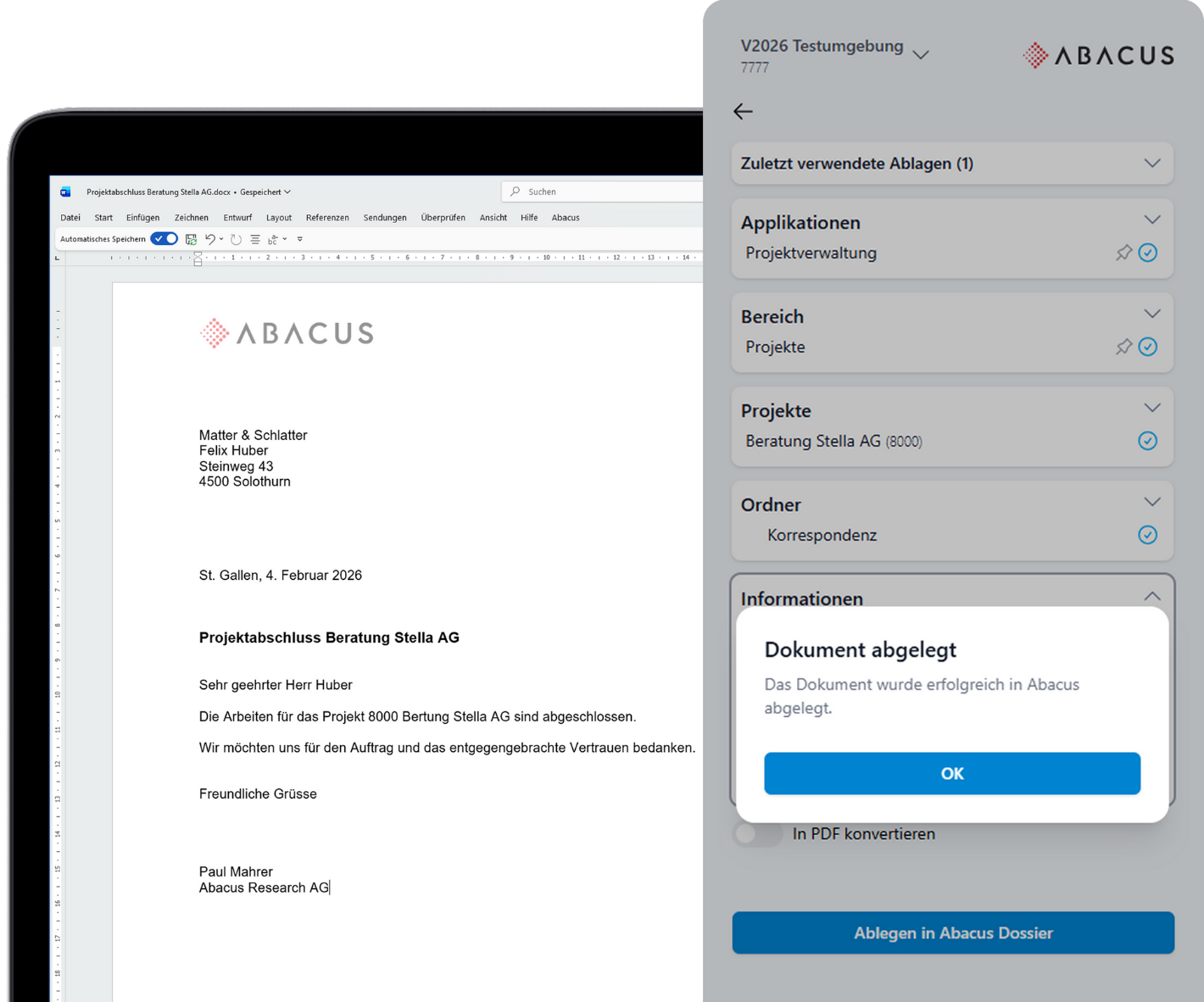Dossierablage mit Add-In Dossierablage mit Add-In